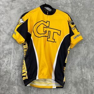 Vintage Georgia Tech Cycling Jersey Yellow Jackets size 19.5” M zip front.